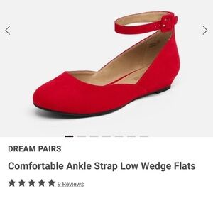 Dream Pairs Vibrant Red Ankle Strap Flats